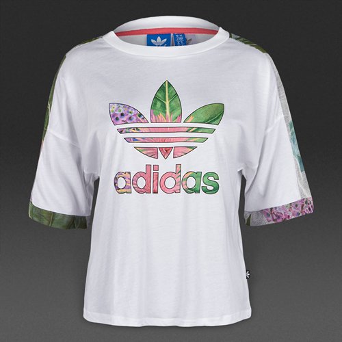 Adidas Originals Floral Train Cuff Tee White for Women